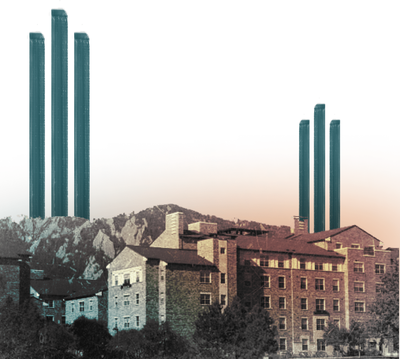 Titan collage — dawn over the Flatirons